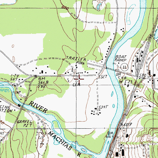 Topographic Map of Dunn Cemetery, ME