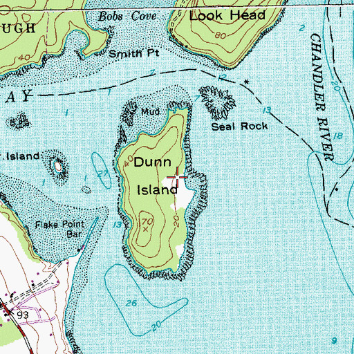Topographic Map of Dunn Island, ME
