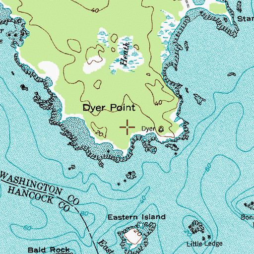 Topographic Map of Dyer Point, ME