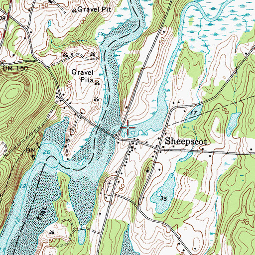 Topographic Map of Dyer River, ME