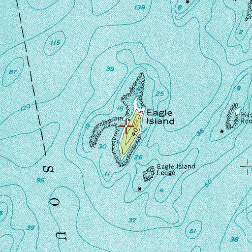 Topographic Map of Eagle Island, ME