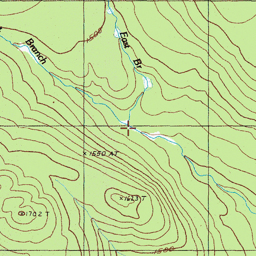 Topographic Map of East Branch Rainey Brook, ME