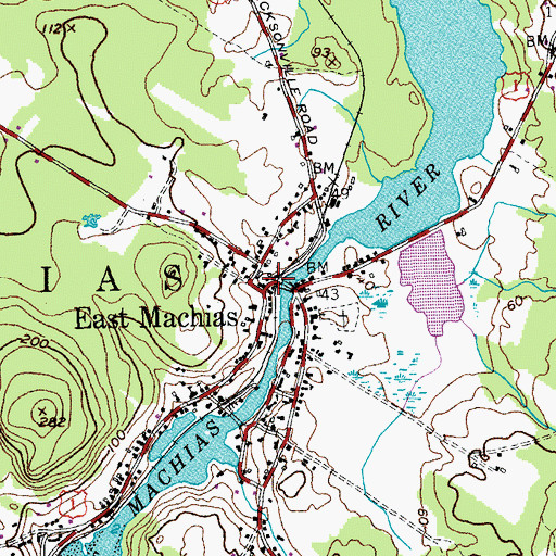Topographic Map of East Machias, ME