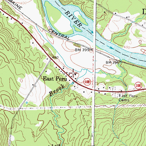 Topographic Map of East Peru, ME