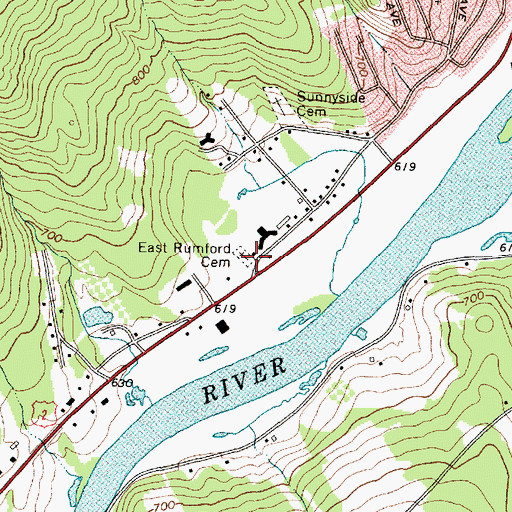 Topographic Map of East Rumford Cemetery, ME