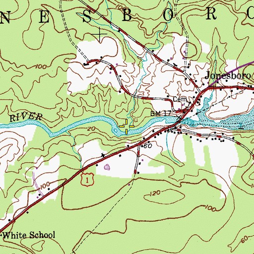 Topographic Map of Ebenezer Brook, ME
