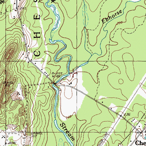 Topographic Map of Ebhorse Stream, ME
