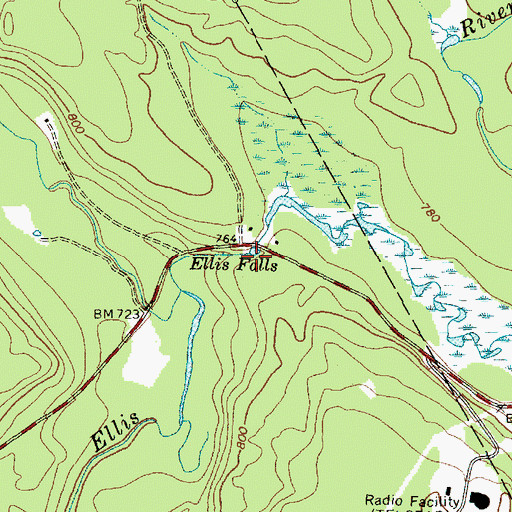 Topographic Map of Ellis Falls, ME