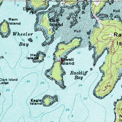 Topographic Map of Elwell Island, ME