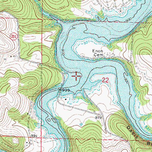 Topographic Map of Yocum Creek, AR