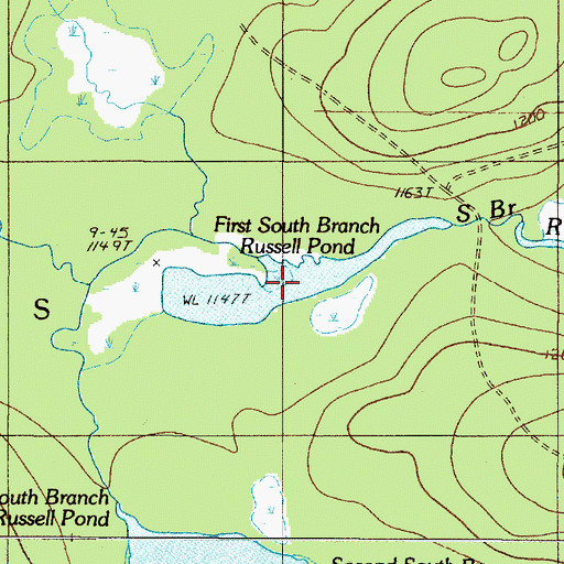 Topographic Map of First South Branch Russell Pond, ME