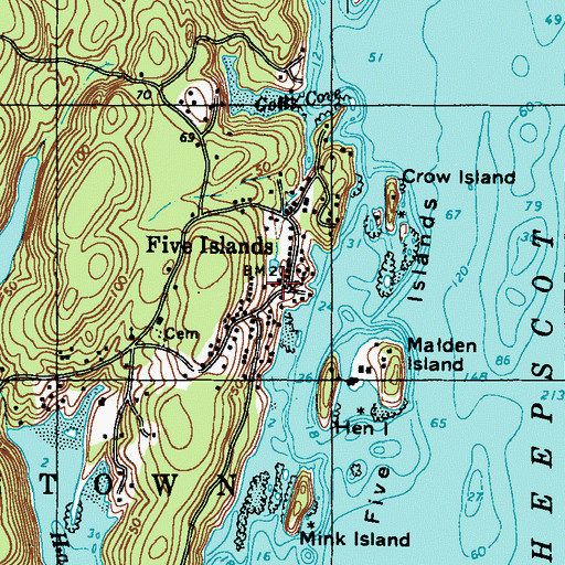 Topographic Map of Five Islands, ME