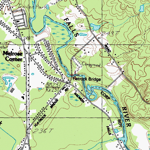 Topographic Map of Flatrock Bridge, ME