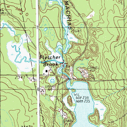 Topographic Map of Fletcher Brook, ME