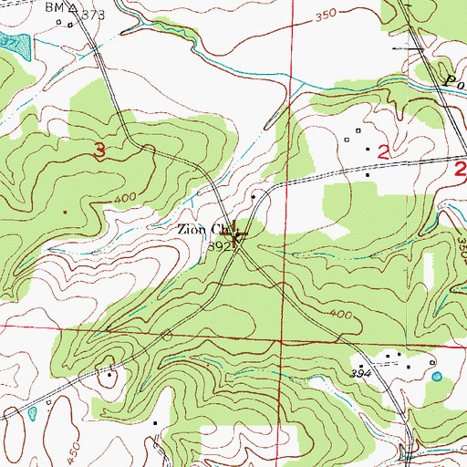 Topographic Map of Zion Church, AR