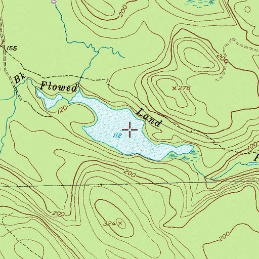 Topographic Map of Flowed Land Ponds, ME