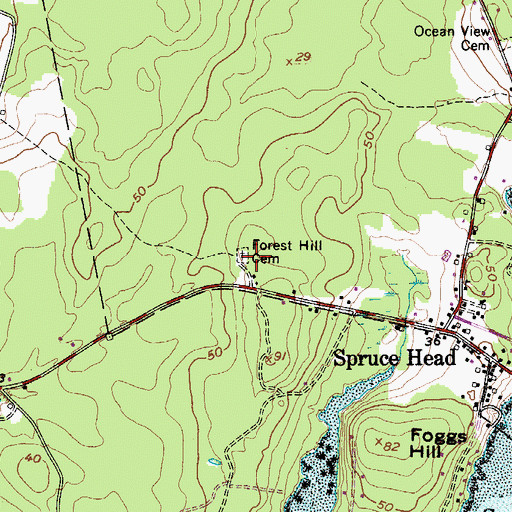 Topographic Map of Forest Hill Cemetery, ME