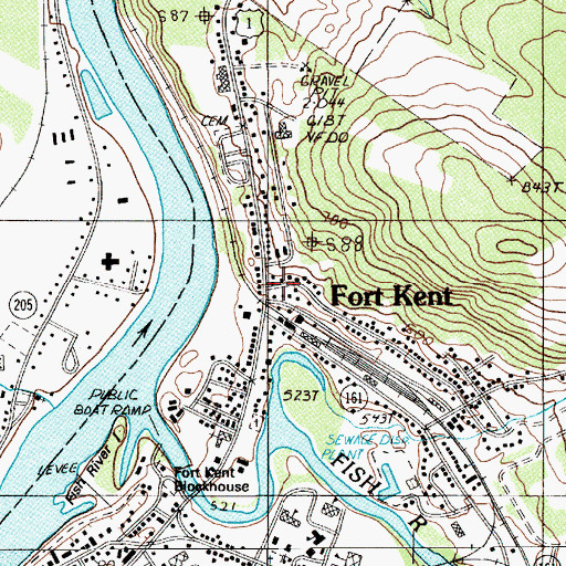 Topographic Map of Fort Kent, ME