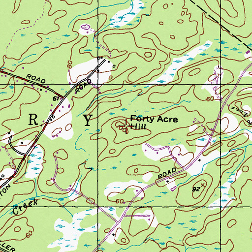 Topographic Map of Forty Acre Hill, ME