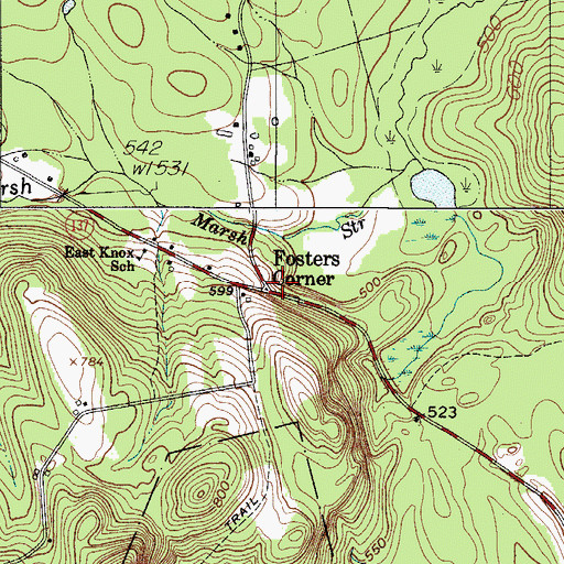 Topographic Map of Fosters Corner, ME