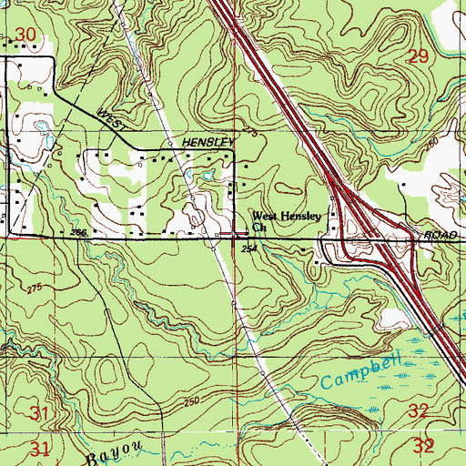Topographic Map of West Hensley Church, AR
