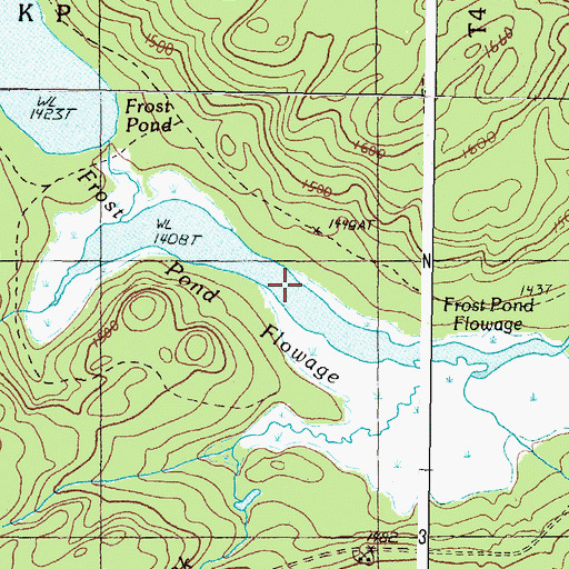 Topographic Map of Frost Pond Flowage, ME