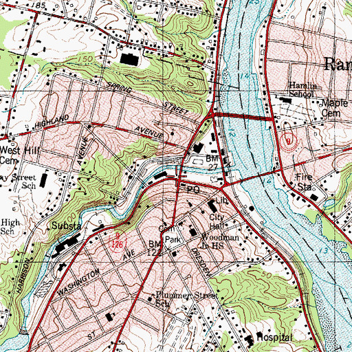 Topographic Map of Gardiner, ME