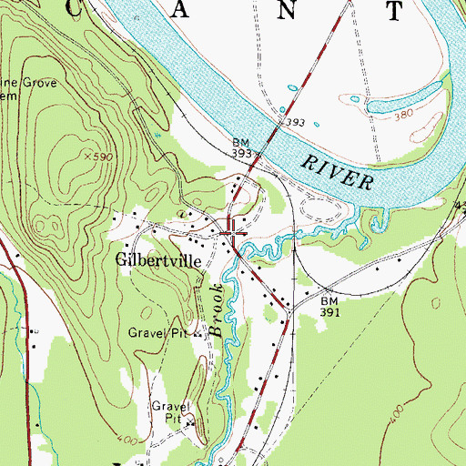 Topographic Map of Gilbertville, ME