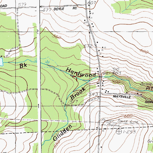 Topographic Map of Glidden Brook, ME