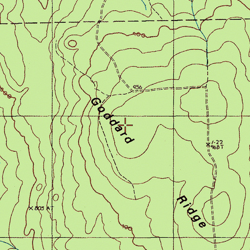 Topographic Map of Goddard Ridge, ME
