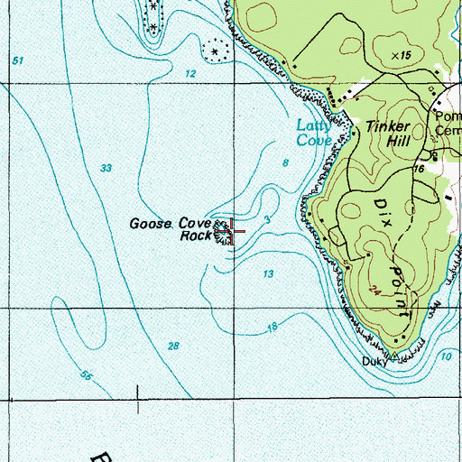 Topographic Map of Goose Cove Rock, ME