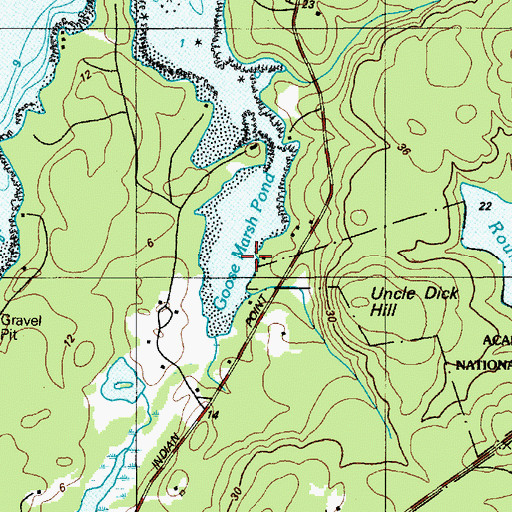 Topographic Map of Goose Marsh Pond, ME