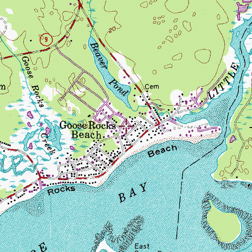Topographic Map of Goose Rocks Beach, ME