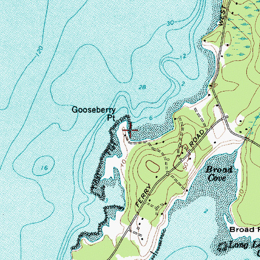 Topographic Map of Gooseberry Point, ME