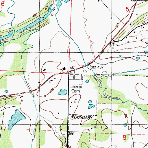 Topographic Map of Liberty Cemetery, AR