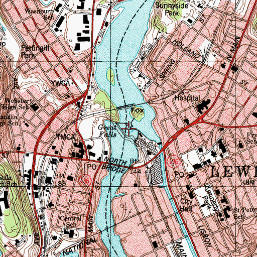 Topographic Map of Great Falls, ME