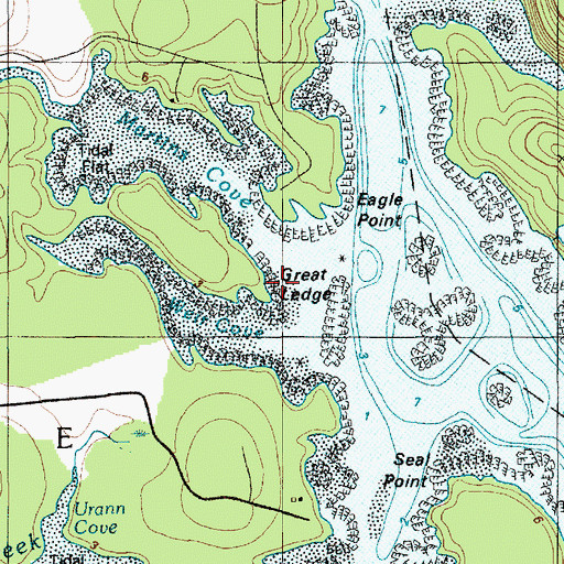 Topographic Map of Great Ledge, ME