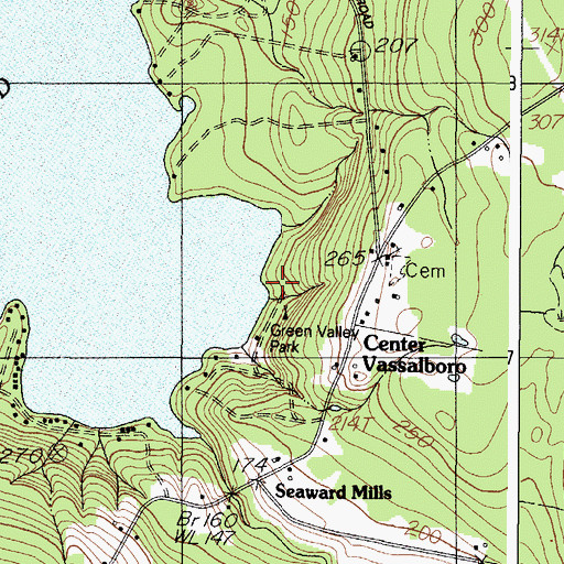 Topographic Map of Green Valley Park, ME