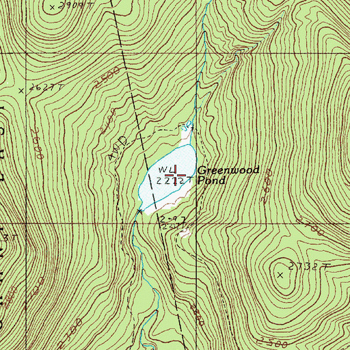 Topographic Map of Greenwood Pond, ME
