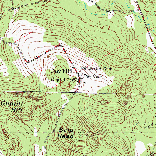 Topographic Map of Guptill Cemetery, ME