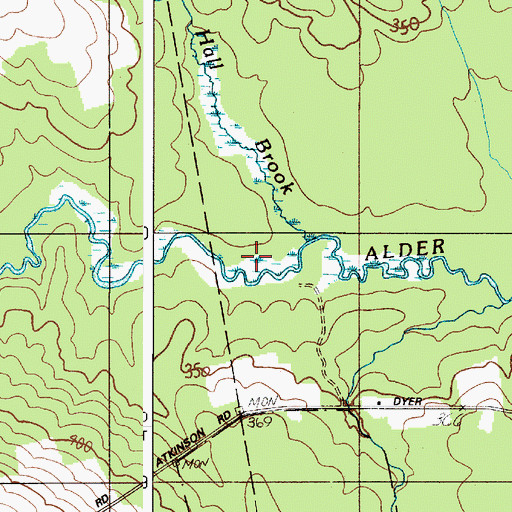 Topographic Map of Hall Brook, ME