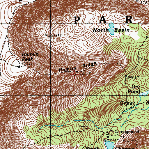 Topographic Map of Hamlin Ridge, ME