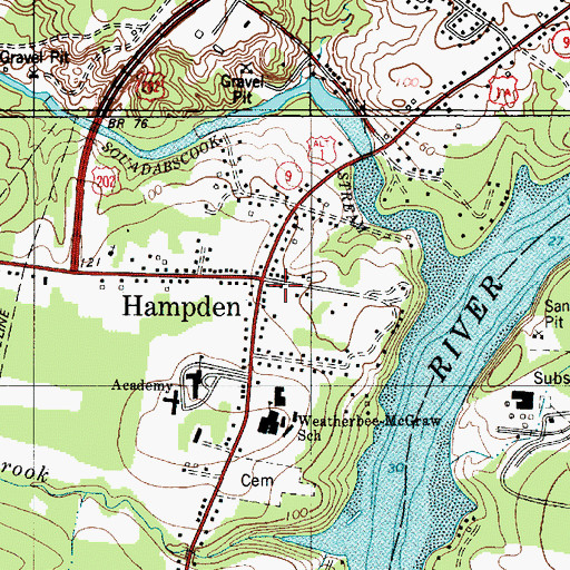 Topographic Map of Hampden, ME