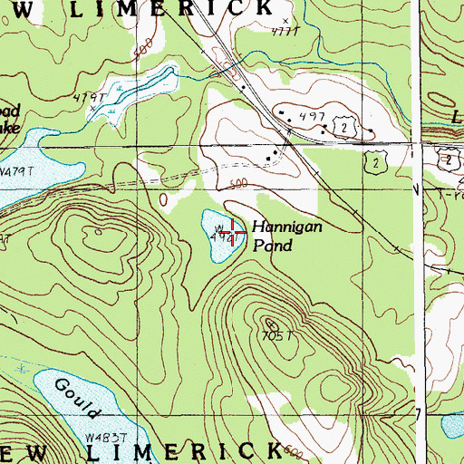 Topographic Map of Hannigan Pond, ME