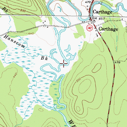 Topographic Map of Hanscom Brook, ME