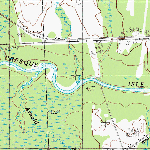 Topographic Map of Hanson Brook, ME