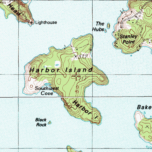 Topographic Map of Harbor Island, ME