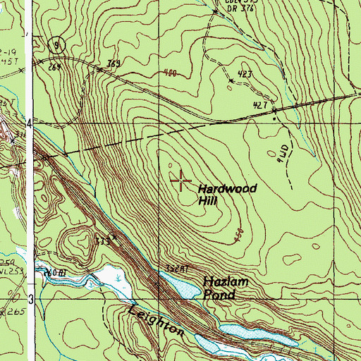 Topographic Map of Hardwood Hill, ME