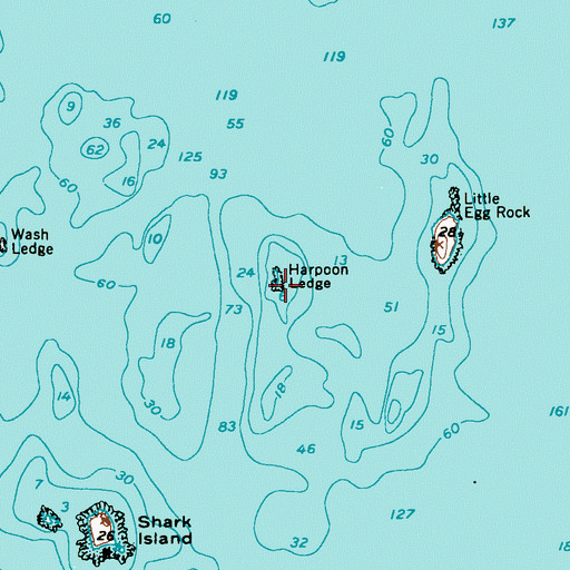 Topographic Map of Harpoon Ledge, ME