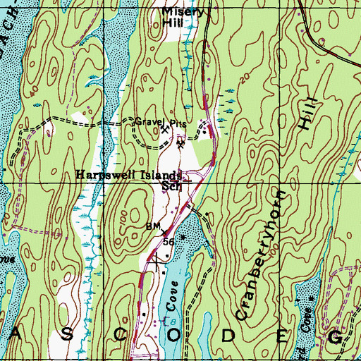 Topographic Map of Harpswell Islands School, ME